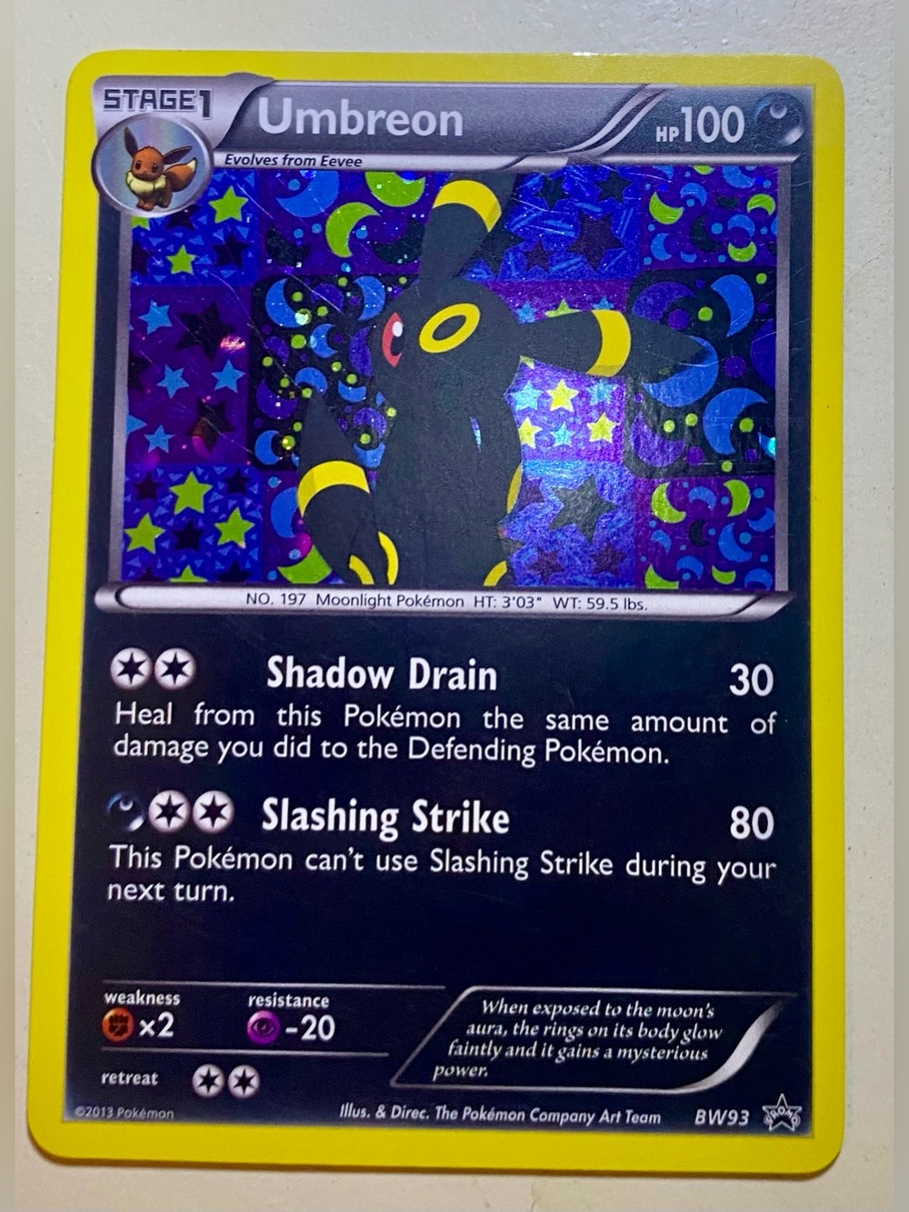POKÉMON Umbreon Holo Card from the Sylveon Collection; BW 93; PRISTINE COND.
